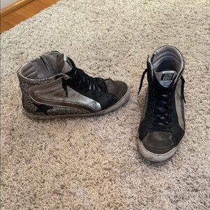 Golden Goose Black and Silver Sneakers Stylish Comfort